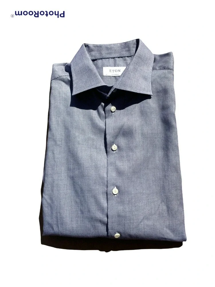ETON Contemporary Dress Shirt Blue White 17.5 Made in Europe Romania 44 - Picture 3 of 6
